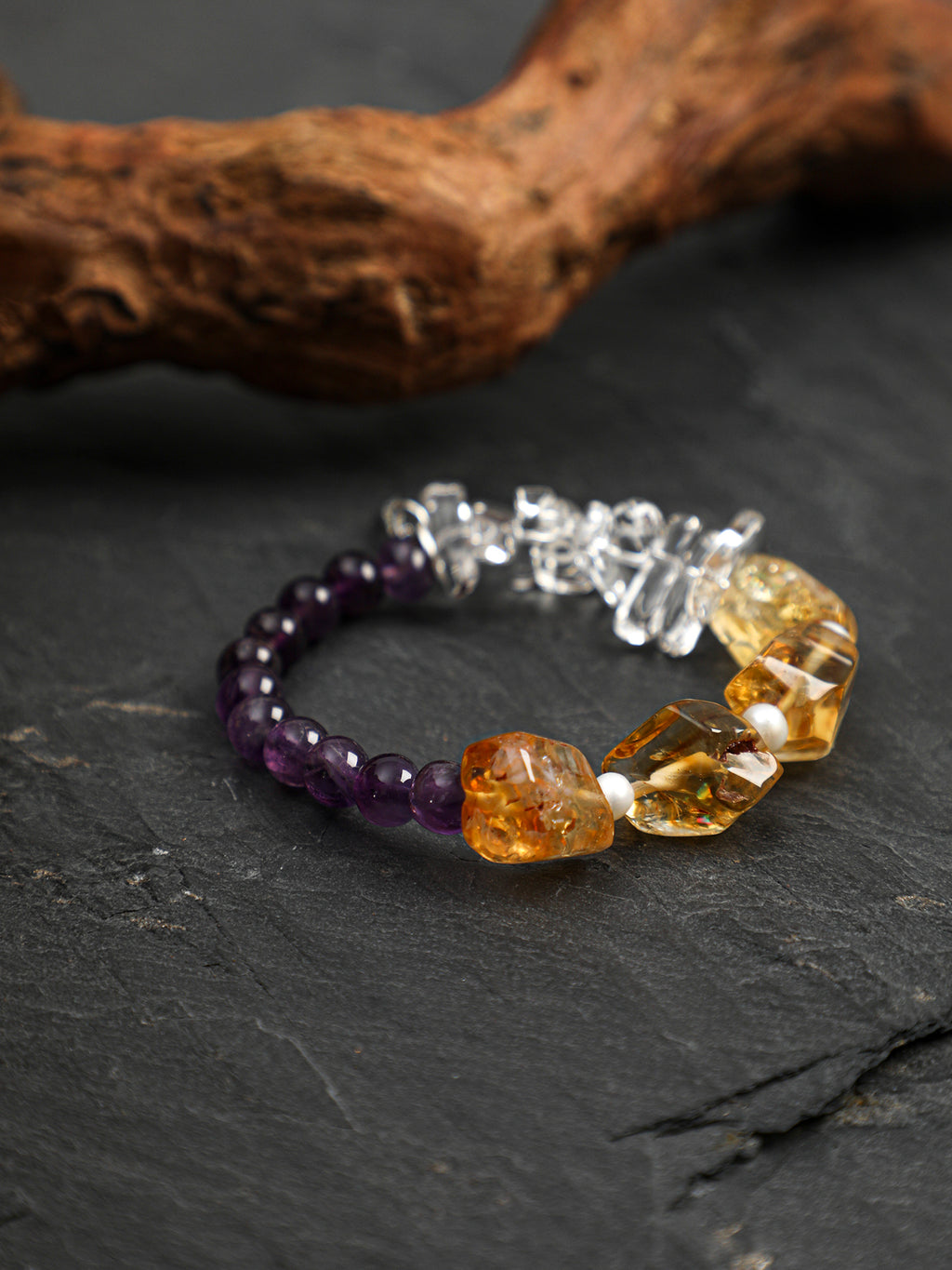Soleil | Citrine, Quartz & Amethyst Bracelet