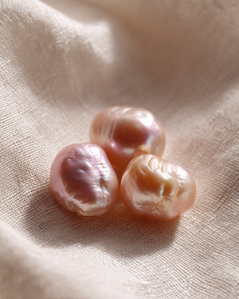Close-up of natural baroque freshwater pearls used in Kinsoul Energy bracelets