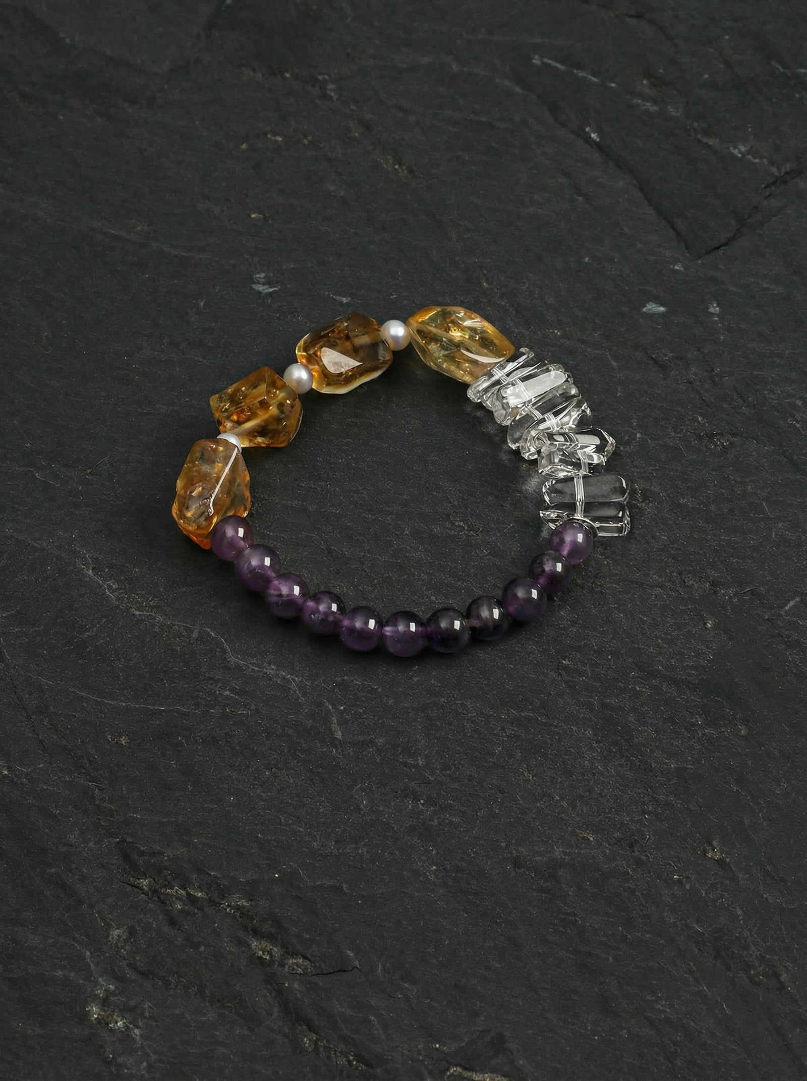 Soleil | Citrine, Quartz & Amethyst Bracelet