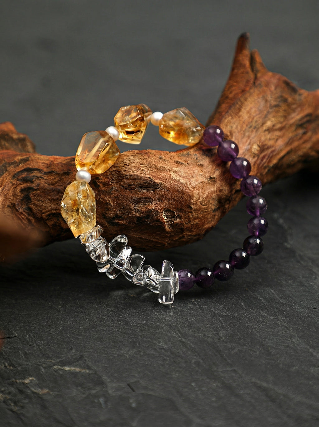 Soleil | Citrine, Quartz & Amethyst Bracelet